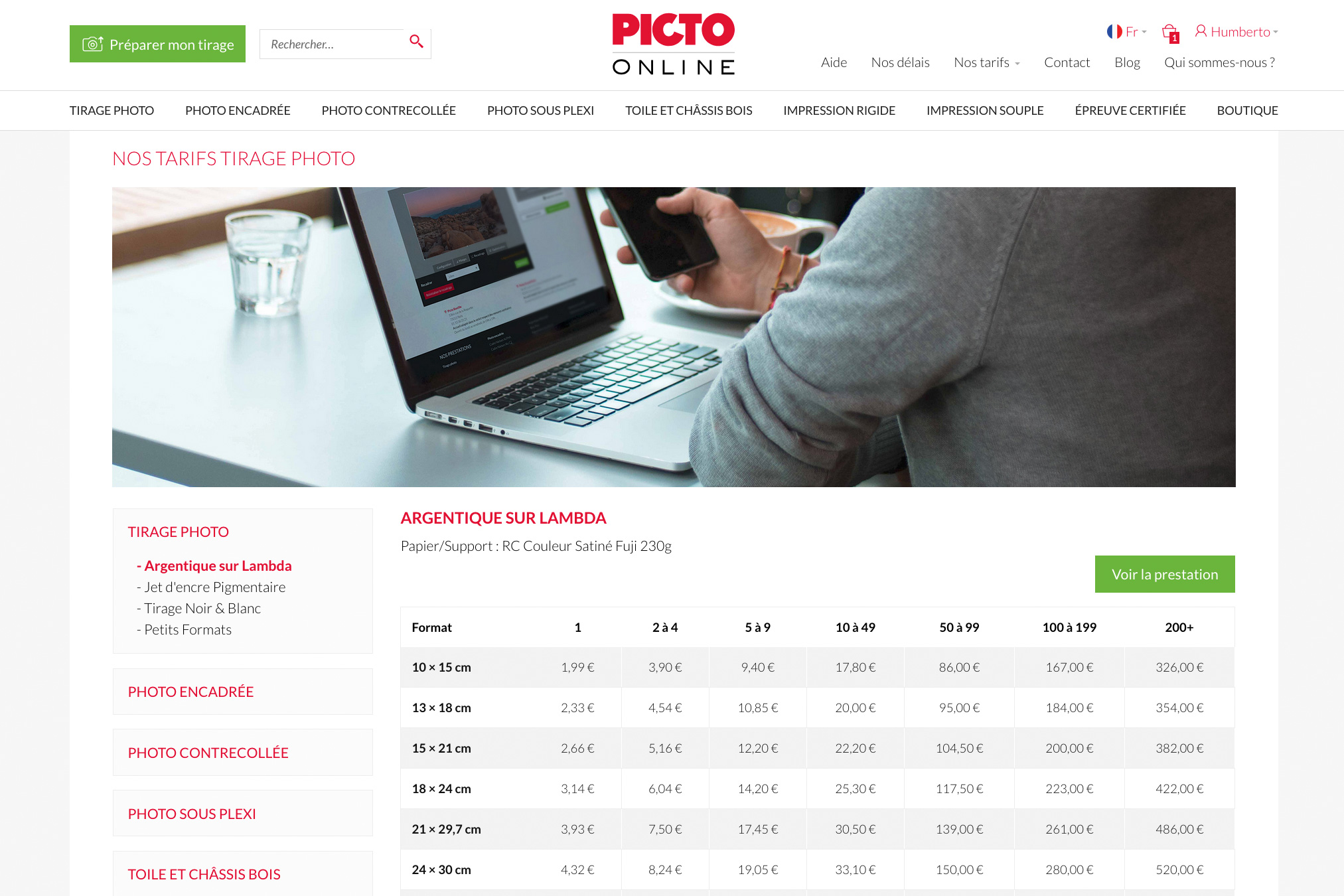 page Nos prix